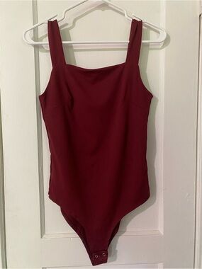 ReoRia Burgundy Square-Neck Bodysuit